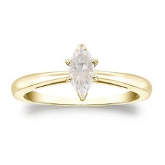 0.96 carat Fancy White Diamond Marquise cut Yellow Gold 18K Ring
