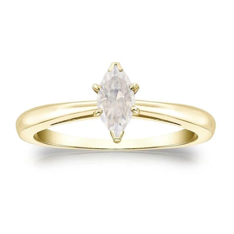 Contemporary 0.96 carat Fancy White Diamond Marquise cut Yellow Gold 18K Ring For Sale