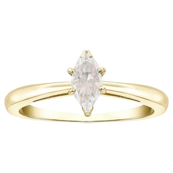 0,96 quilates Diamante Blanco Fancy talla marquesa Anillo Oro Amarillo 18K