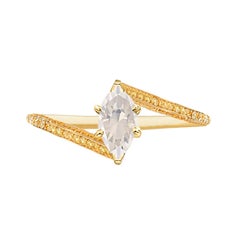 0.96 carat Fancy White Diamond Marquise Yellow Diamond on Yellow Gold 18K Ring