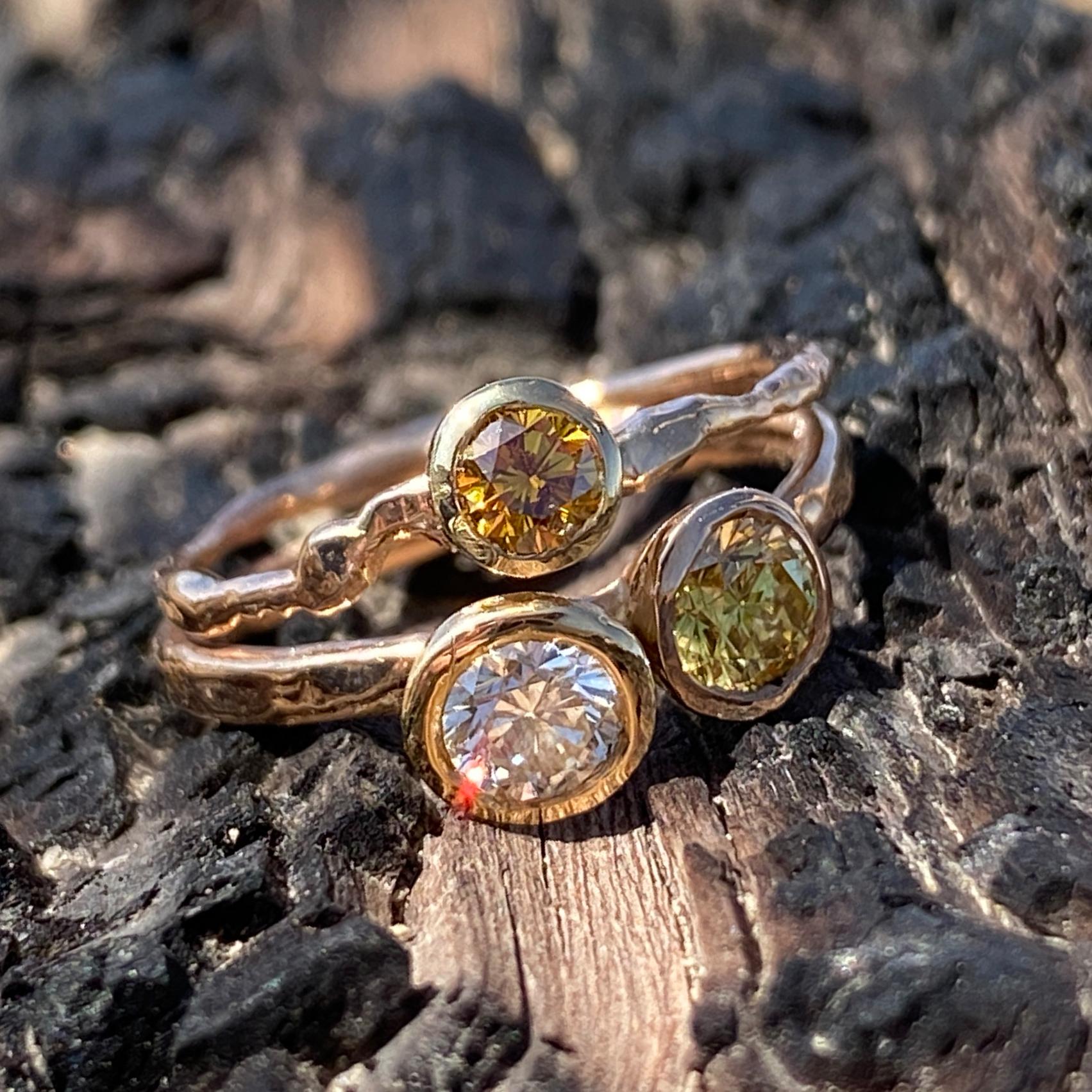 multi-colored diamond rings