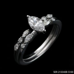 Marquise 0.96 Carat Diamond Bridal Ring Set 18K White Gold Bridal Wedding Ring