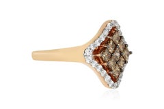 0.96 Carat Natural Cognac Color Diamond and 0.38 Carat Diamond Ring
