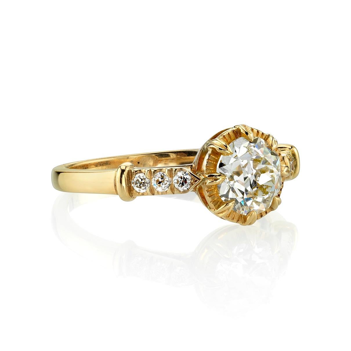 0.96ct J/VS1 GIA certified old European cut diamond with 0.11ctw old European cut accent diamonds set in a handcrafted 18K yellow gold mounting.

Ring is currently size 6. Please contact us about potential re-sizing.

Our jewelry is made locally in