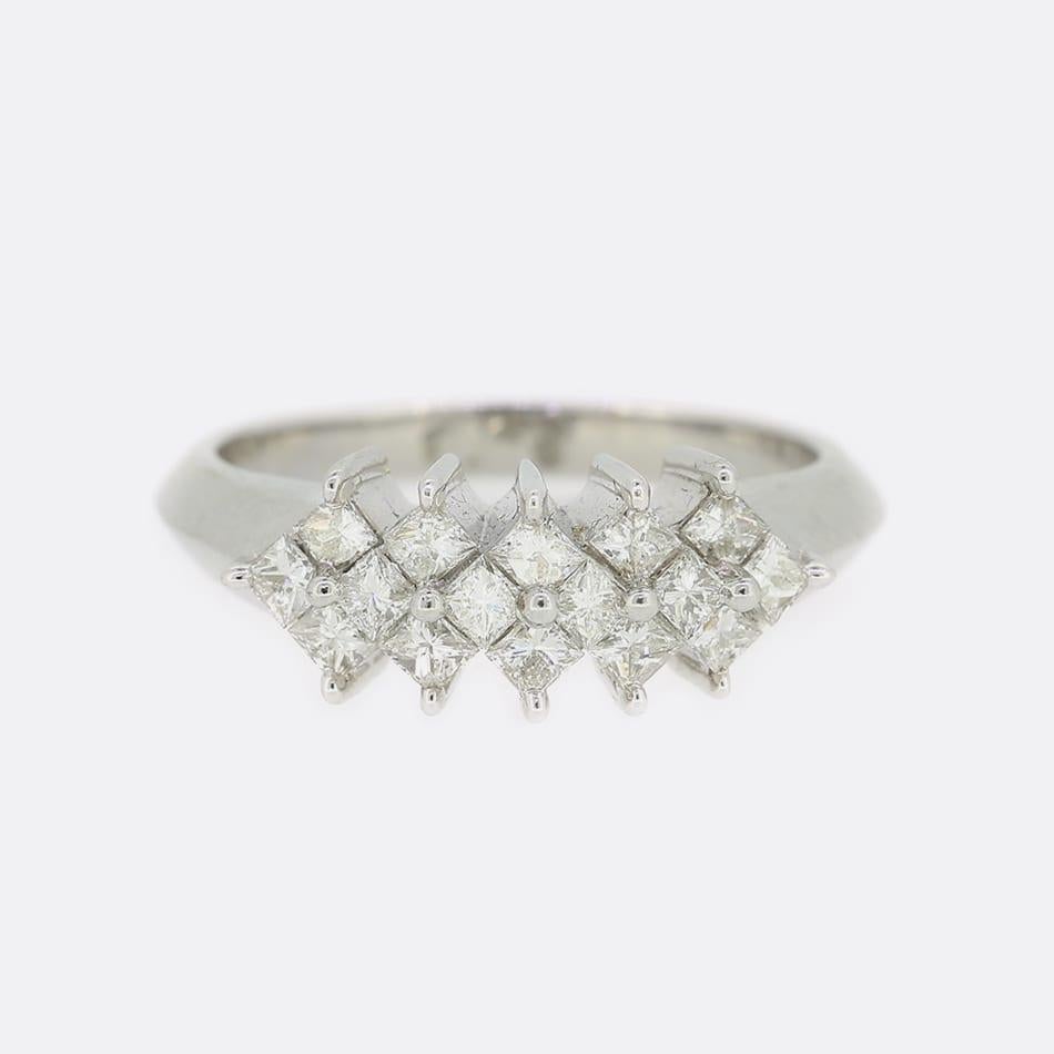 0,96 Karat Diamant-Cluster-Ring mit Prinzessinnenschliff Damen im Angebot