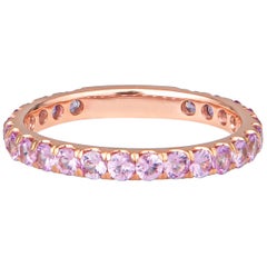 0.96 Carat Round Light Pink Sapphire Stacking Band in 14 Karat Rose Gold