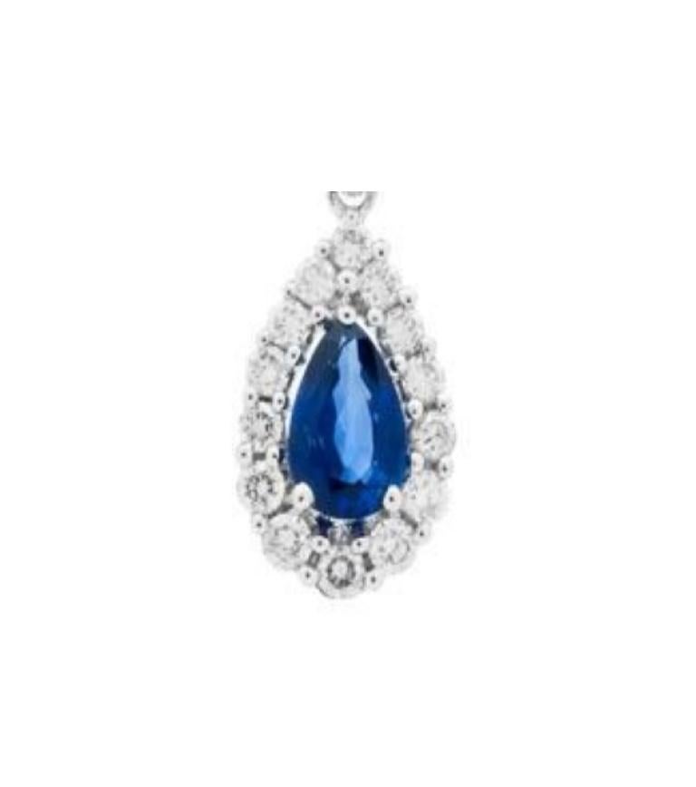 A classic 0.96 Carat Sapphire and Diamond Necklace in an exclusive 18 Karat White Gold Amoro design.

*NECKLACE* One (1) Amoro eighteen karat (18kt)white gold Sapphire and Diamond necklace, featuring: One (1) prong set, pear shaped, Genuine Sapphire