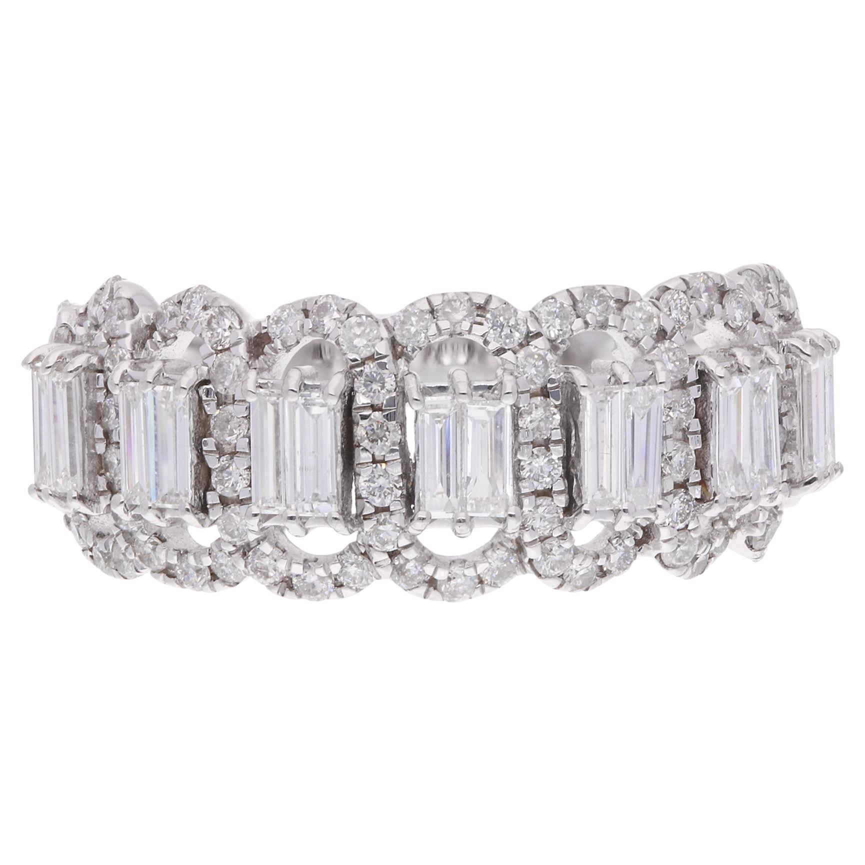 0.96 Carat SI Clarity HI Color Diamond Engagement Band Ring 18k White Gold