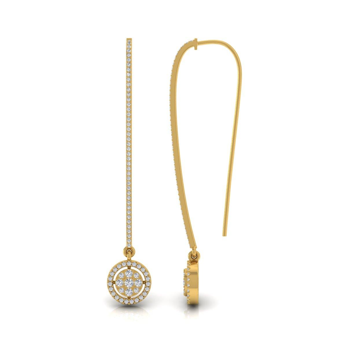 0,96 Karat SI Reinheit HI Farbe Diamant Französische Haken-Ohrringe 14 Karat Gelbgold (Moderne) im Angebot