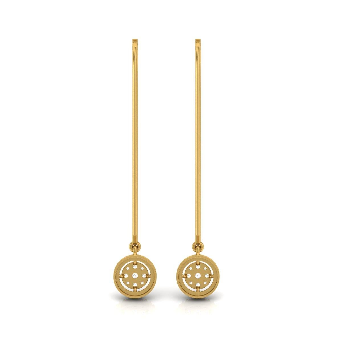 0,96 Karat SI Reinheit HI Farbe Diamant Französische Haken-Ohrringe 14 Karat Gelbgold (Rundschliff) im Angebot