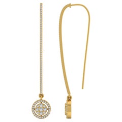 0.96 Carat SI Clarity HI Color Diamond French Hook Earrings 14 Karat Yellow Gold