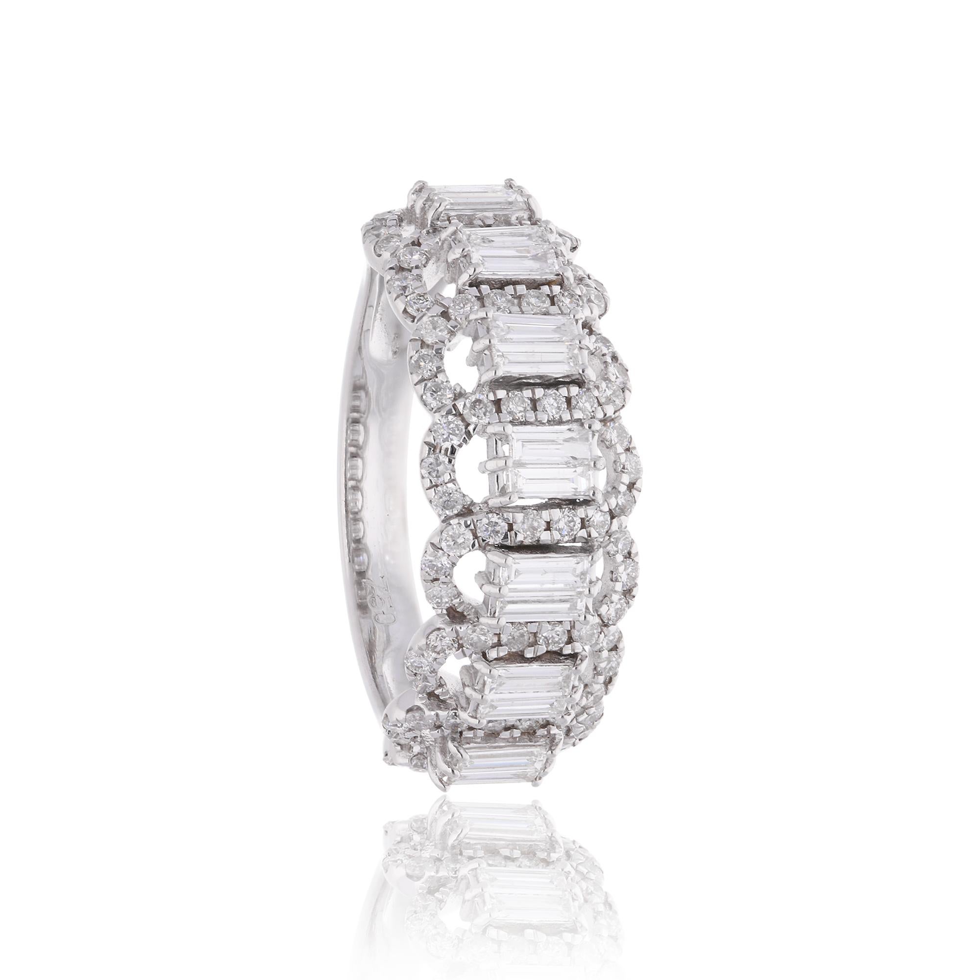 For Sale:  0.96 Carat SI Clarity HI Color Diamond Ring Solid 18k White Gold Fine Jewelry 3