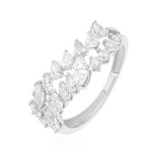 0.96 Carat SI Clarity HI Color Multi Shape Diamond Fine Ring 18 Karat White Gold
