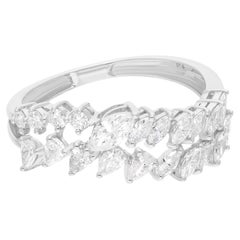 0.96 Carat SI Clarity HI Color Multi Shape Diamond Fine Ring 18 Karat White Gold
