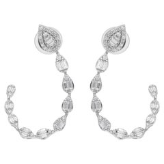 Pendientes de diamantes talla brillante redonda SI/H de 0,96 quilates Oro blanco 14k