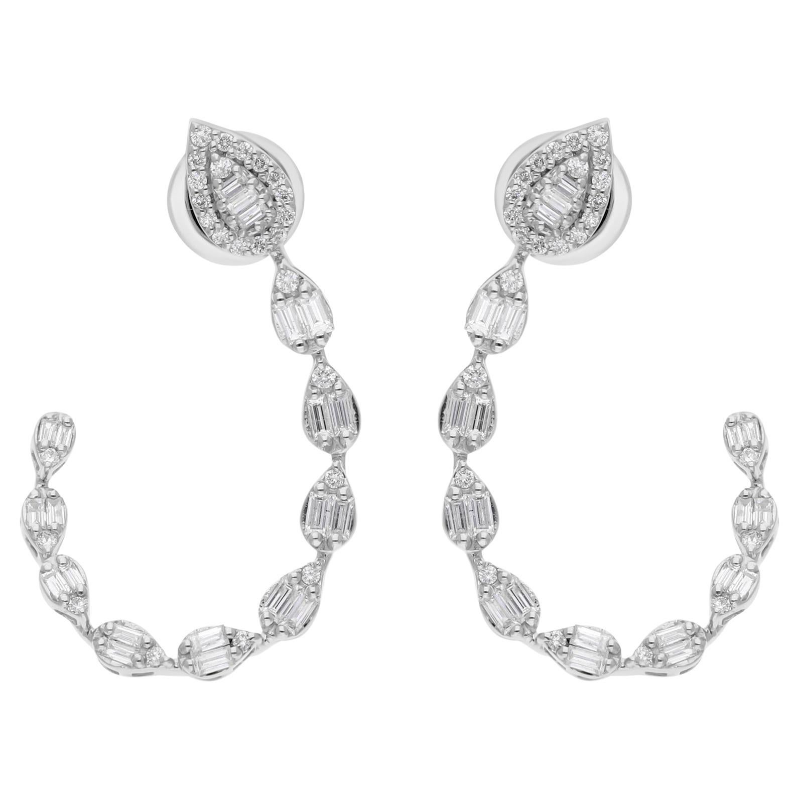 Pendientes de diamantes talla brillante redonda SI/H de 0,96 quilates Oro blanco de 18k
