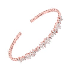 0,96 Karat SI/HI Birne 
runde Diamanten Manschette Armreif Armband 14 Karat Rose Gold