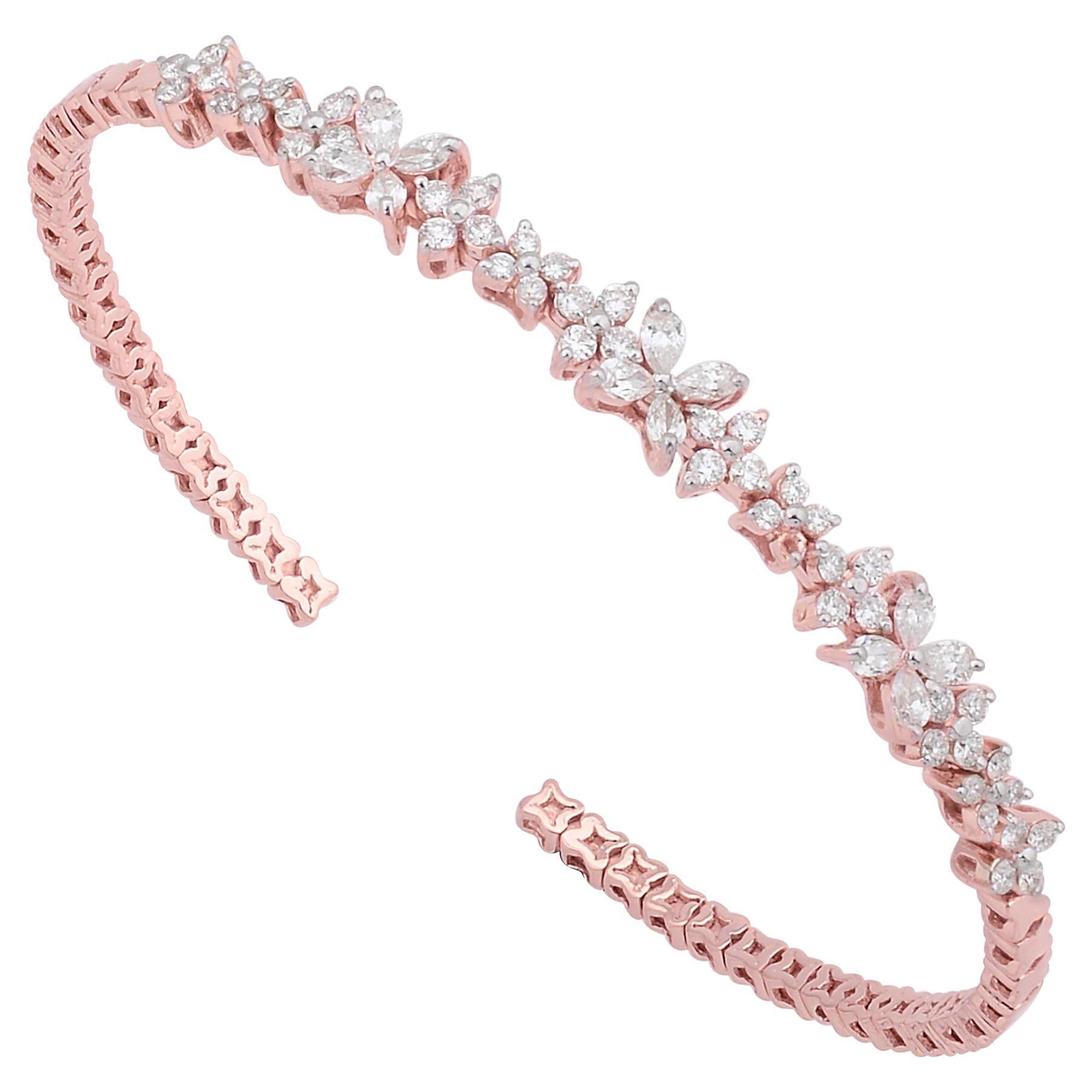 0,96 Carati SI/HI Pera e Diamante Rotondo Bracciale Bangle Oro Rosa 18 Carati