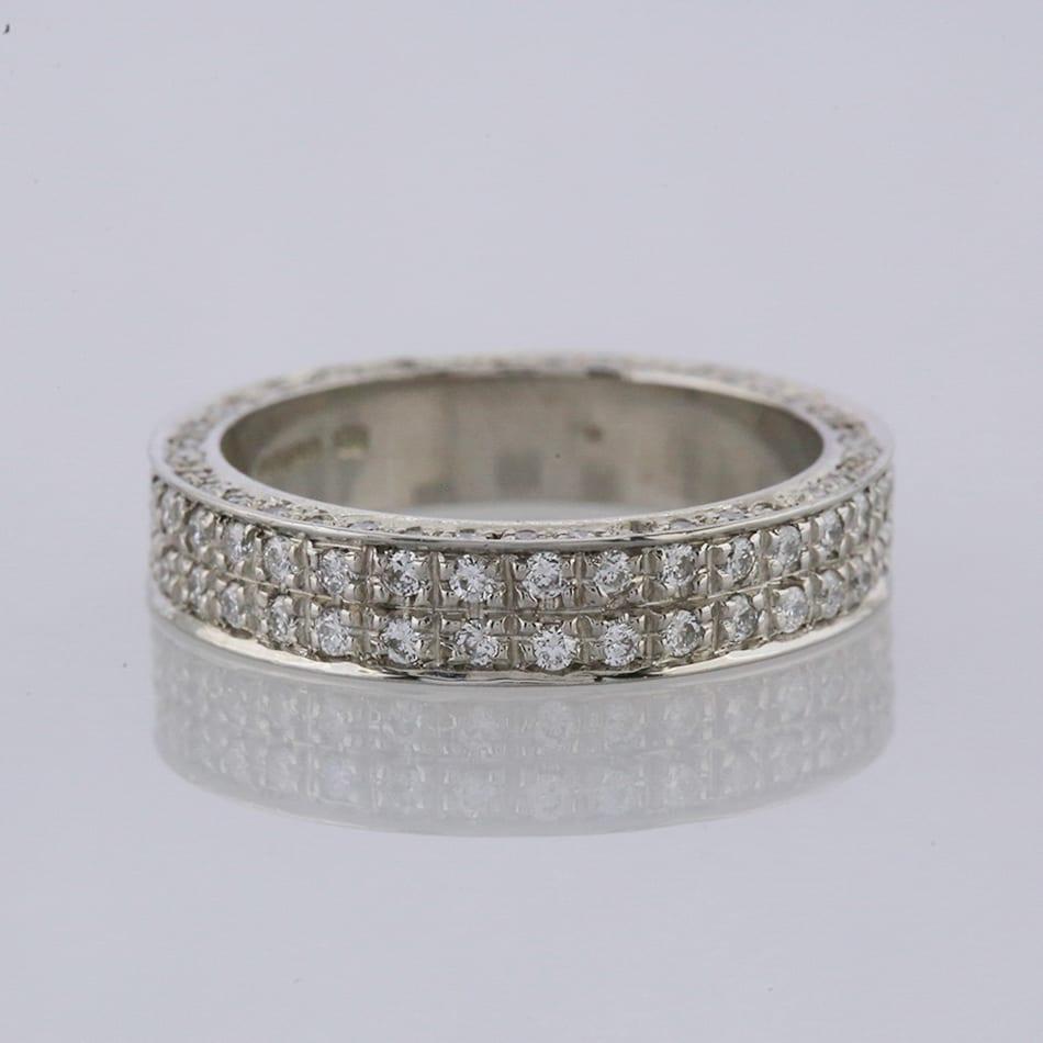 0,96 Karat zweireihiger Diamant-Eternity-Ring Größe N (Brillantschliff)