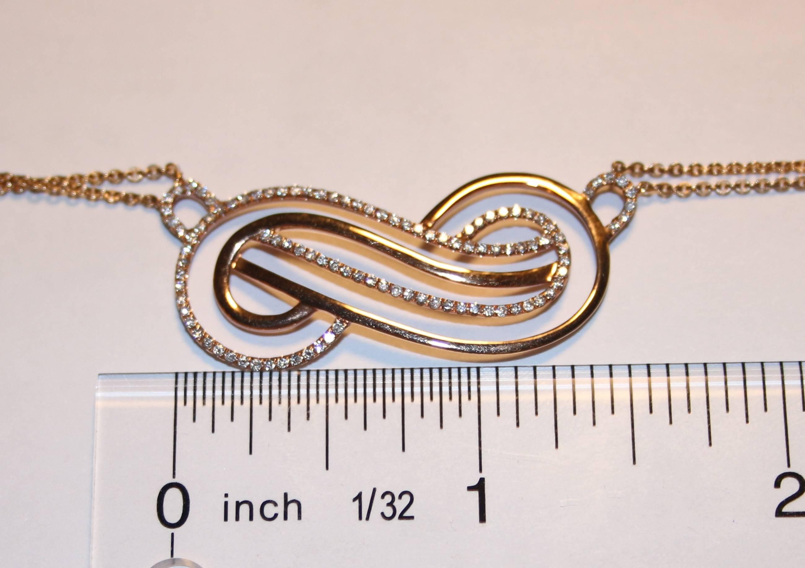 0.96 Carat Diamond Rose Gold Infinity Necklace and Earrings Set In New Condition For Sale In New York, NY
