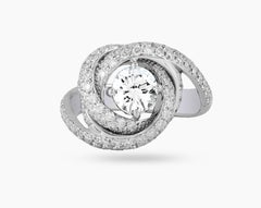 0.96 ct IGI Spiral Diamond Ring in 18k White Gold