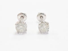 MARKDOWN, 0.96 ct Round Diamond Stud Earrings in 14K White Gold