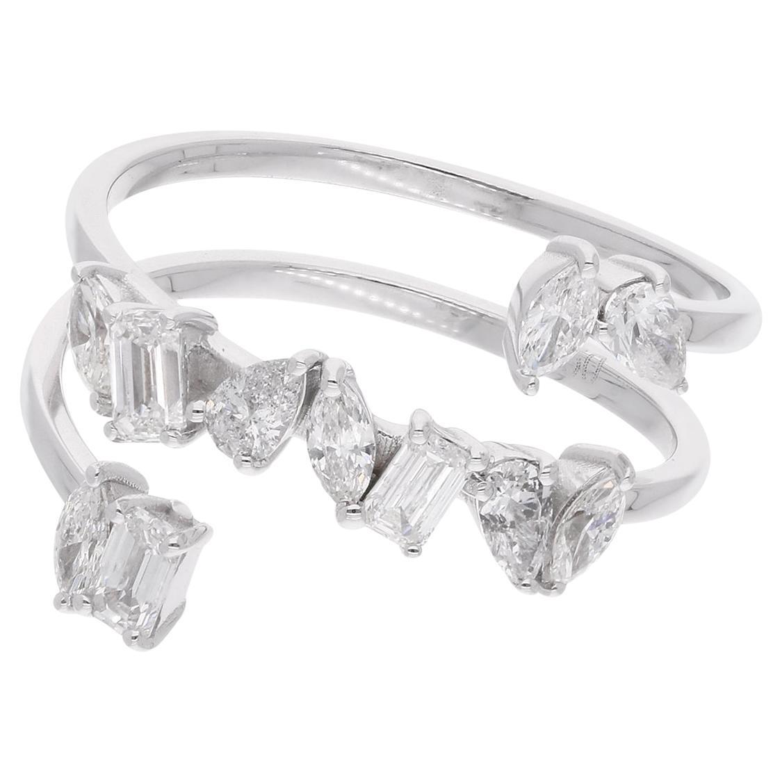 0,96 Karat SI Reinheit HI Farbe Smaragdschliff Diamant-Spring 18 Karat Weißgold