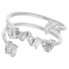 0,96 Karat SI Reinheit HI Farbe Smaragdschliff Diamant-Spring 18 Karat Weißgold