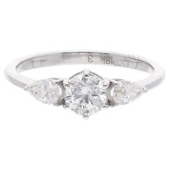 0,96 ct SI Claridad HI Color Solitario Anillo Diamante Pera Redondo Oro Blanco 18 Kt