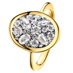 0.965 Carat GHVS White Rose-Cut and DEGVVS Brilliant-cut Diamond Pave Ring