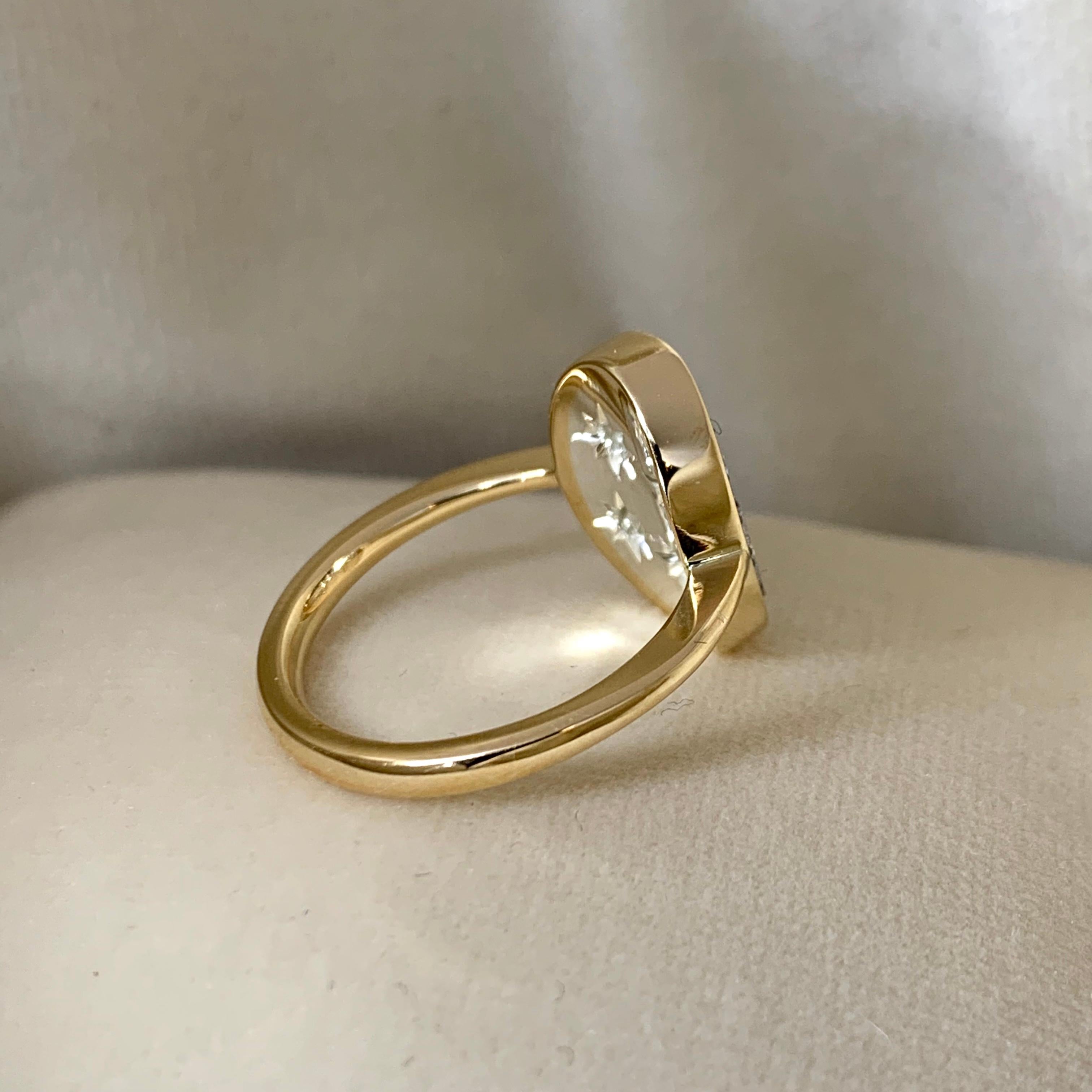 Women's 0.965 Carat GHVS White Rose-Cut and DEGVVS Brilliant-cut Diamond Pave Ring