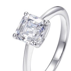 0.96 Carat Solitaire Classic Asscher Cut Cubic Zirconia Designer Engagement Ring