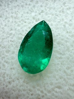 0.96ct Dark Green Colombian Emerald - Pear Cut Teardrop May Birthstone Gem