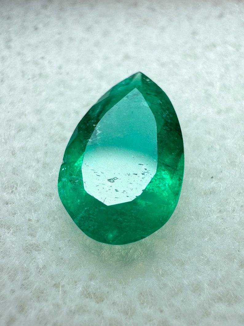 Modern 0.96ct Dark Green Colombian Emerald - Pear Cut Teardrop May Birthstone Gem For Sale