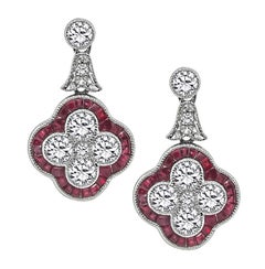 0,96 Karat Diamant 0,92 Karat Rubin-Ohrringe