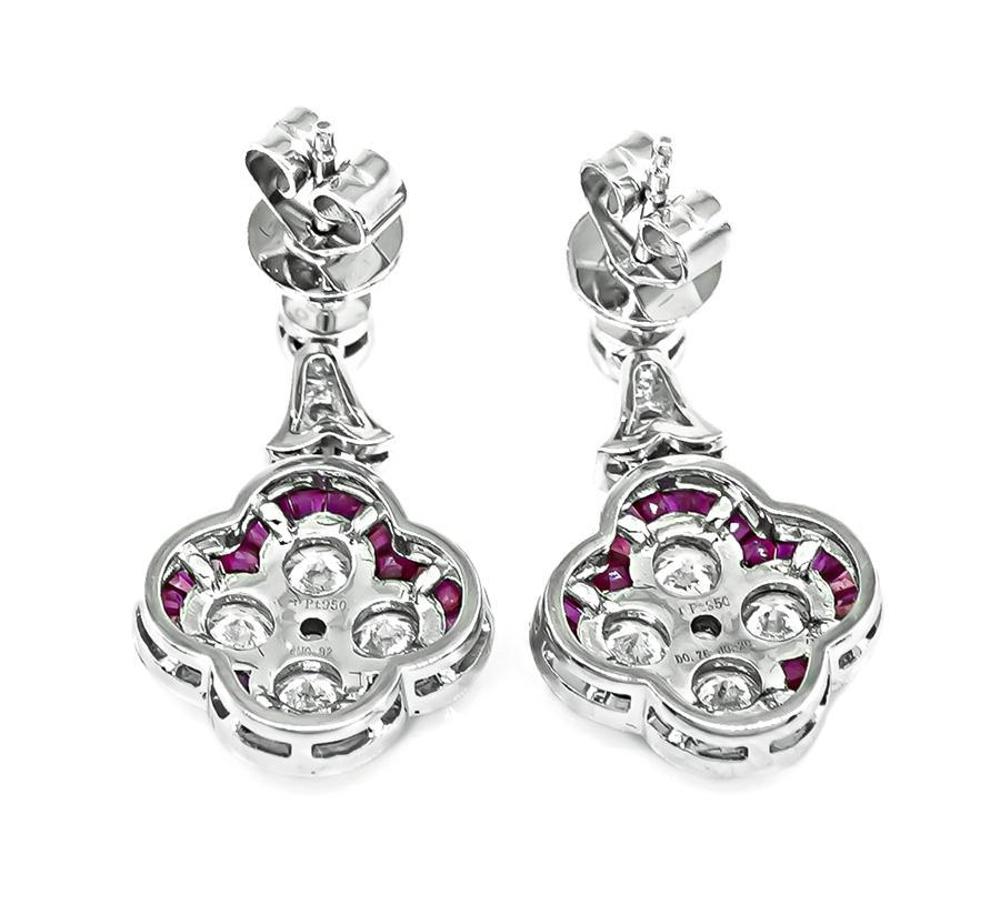 Orecchini con diamante da 0,96 carati e rubino da 0,92 carati In condizioni buone in vendita a New York, NY