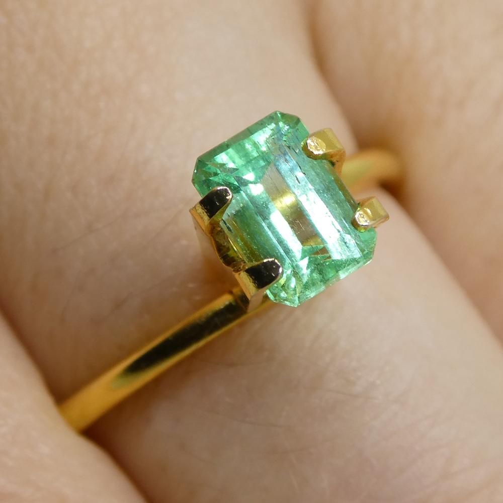 Description:

Gem Type: Emerald
Number of Stones: 1
Weight: 0.96 cts
Measurements: 6.64 x 4.83 x 4.07 mm
Shape: Emerald Cut
Cutting Style Crown: Step Cut
Cutting Style Pavilion: Step Cut
Transparency: Transparent
Clarity: Very Slightly Included: Eye