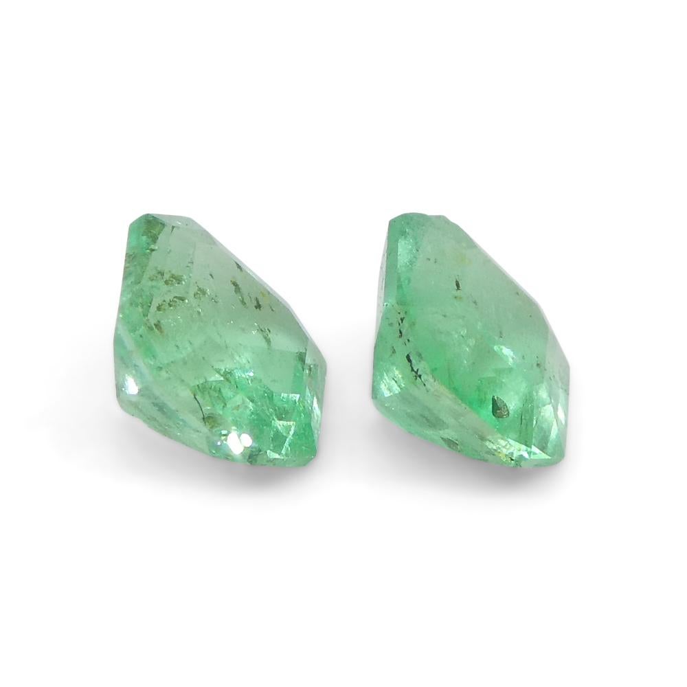 0.96ct Pair Square Green Emerald from Colombia For Sale 8