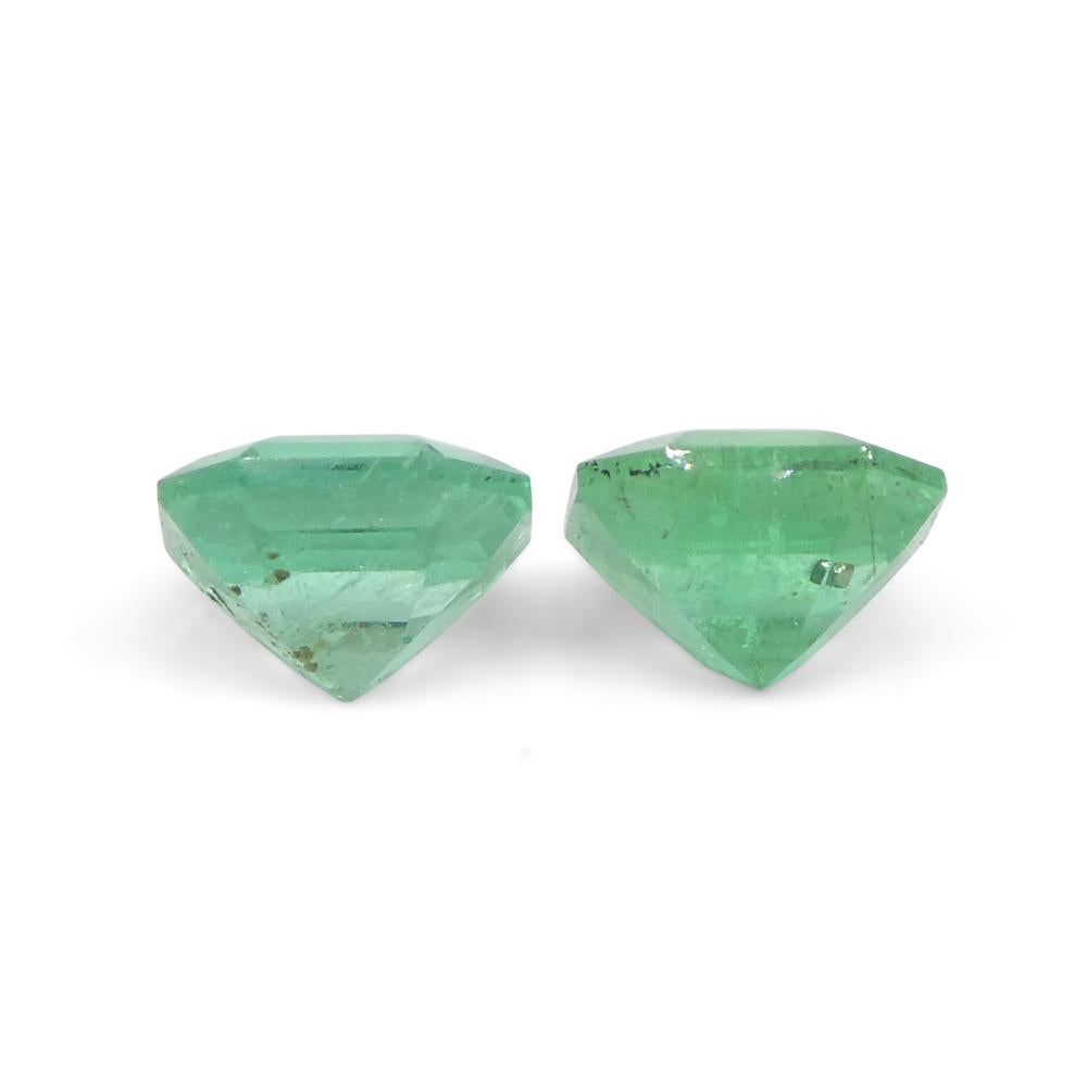 0.96ct Pair Square Green Emerald from Colombia In New Condition For Sale In Toronto, Ontario