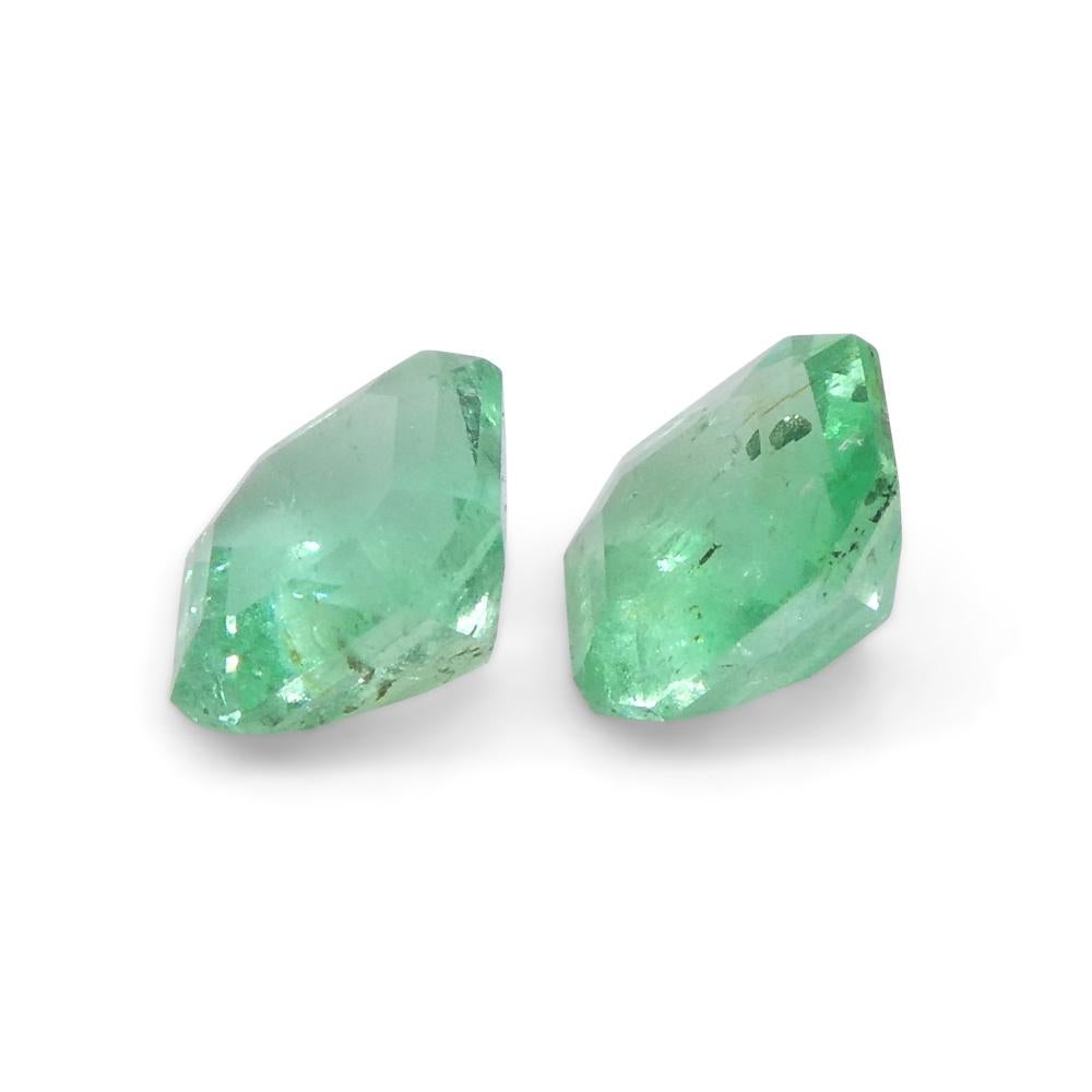 Women's or Men's 0.96ct Pair Square Green Emerald from Colombia For Sale