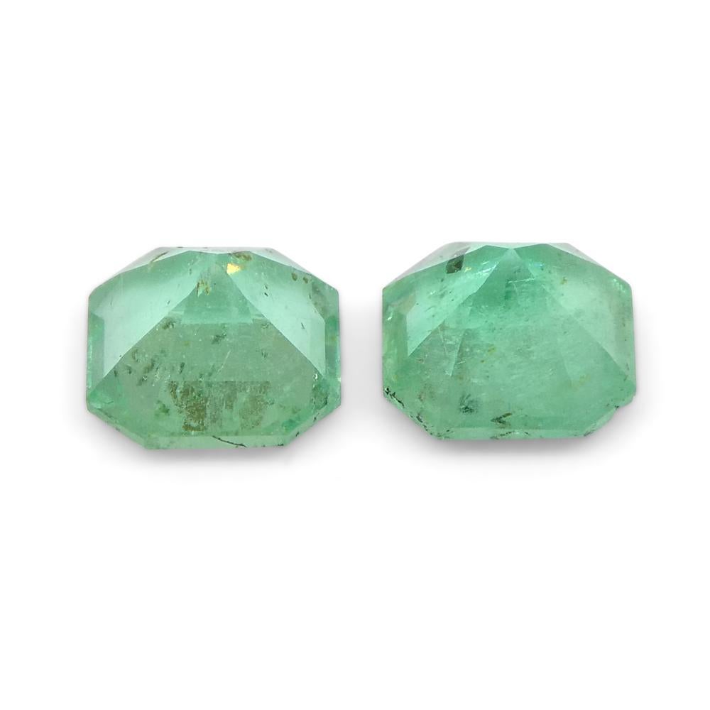 0.96ct Pair Square Green Emerald from Colombia For Sale 2