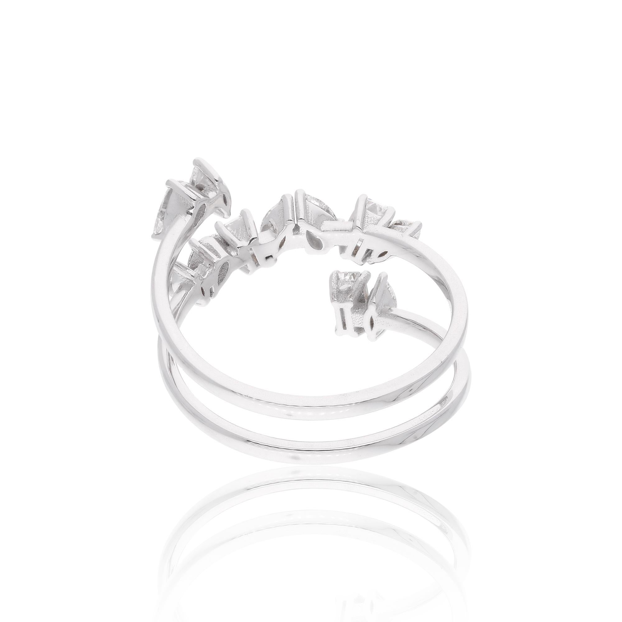 Im Angebot: 0.96Ct SI Reinheit HI Farbe Gemischter Schliff Diamant 14 Karat Weißgold Spiral Ring () 5