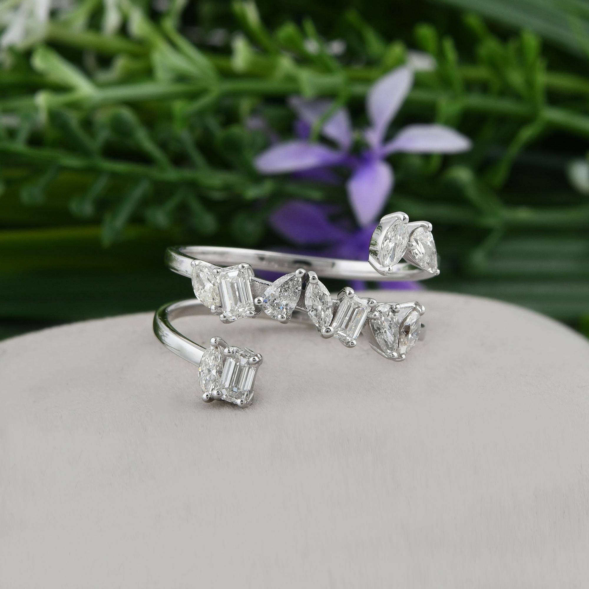 Im Angebot: 0,96 Karat SI Reinheit HI Farbe Gemischter Schliff Diamant 18 Karat Weißgold Spiralring () 4