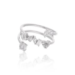 0.96Ct SI Clarity HI Color Mixed Cut Diamond Bague spirale en or blanc 18 carats