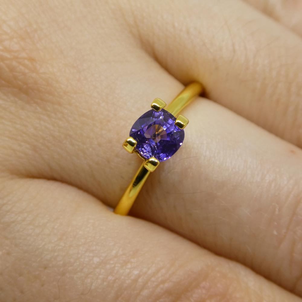Description:

Gem Type: Sapphire
Number of Stones: 1
Weight: 0.96 cts
Measurements: 5.24 x 5.21 x 3.77 mm
Shape: Square Cushion
Cutting Style Crown: Brilliant Cut
Cutting Style Pavilion: Step Cut
Transparency: Transparent
Clarity: Very Slightly