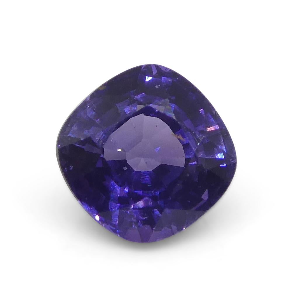 0.96ct Square Cushion Purple Sapphire from East Africa, Unheated In New Condition For Sale In Toronto, Ontario