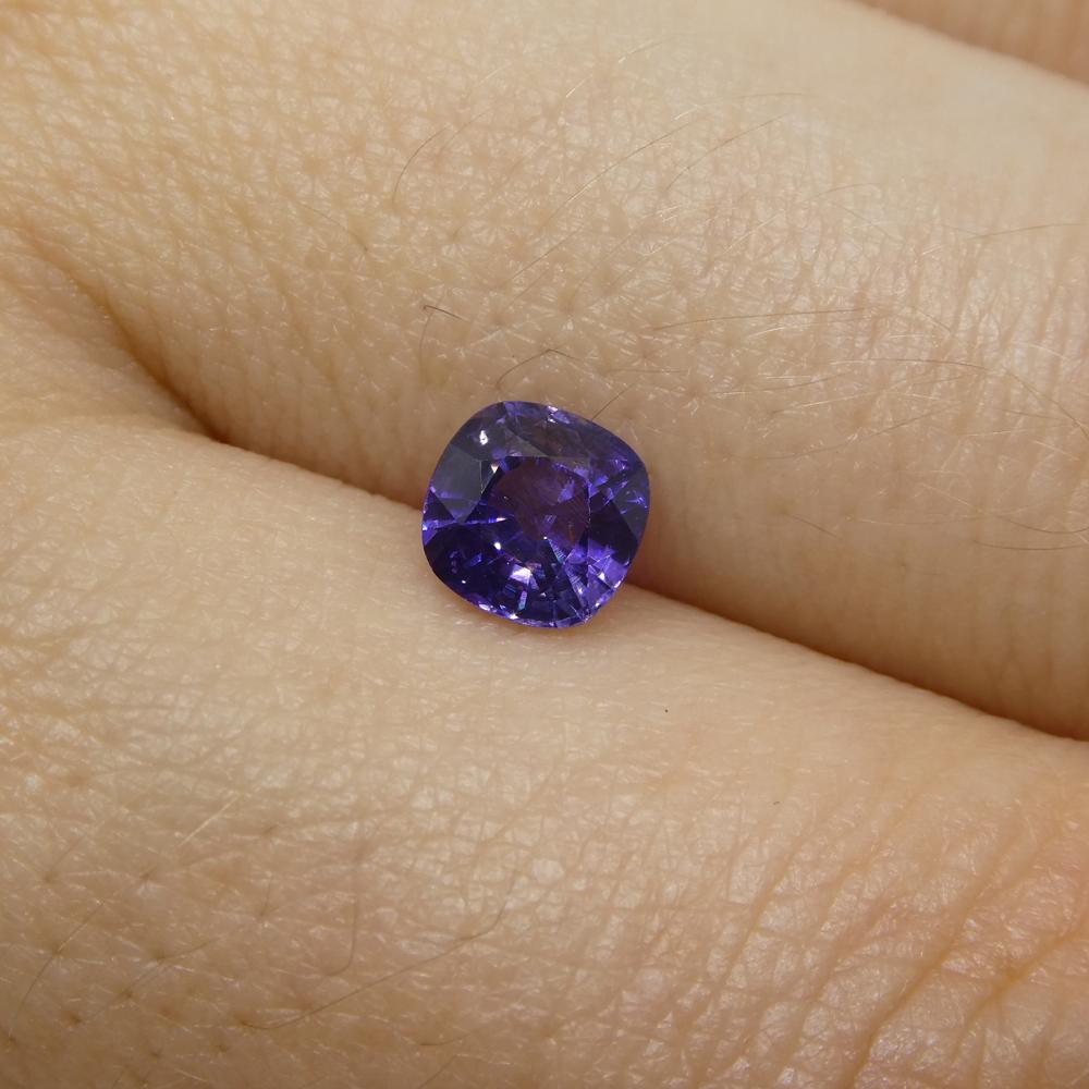 Women's or Men's 0.96ct Square Cushion Purple Sapphire from East Africa, Unheated For Sale