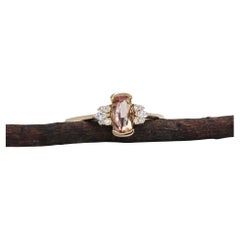 0.96cts Imperial Topaz Diamond Ring in 14K Gold  Elongated Cushion 8x4mm