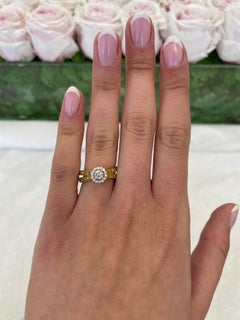 0.96ctt Light Pink Round Diamond Ring 18k Yellow & Rose Gold