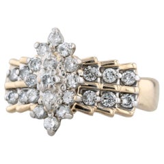 0.96ctw Diamond Cluster Ring 14k Yellow White Gold Size 8.5 Engagement 0.96ctw Diamond Cluster Ring 14k Yellow White Gold Size 8.5 Engagement